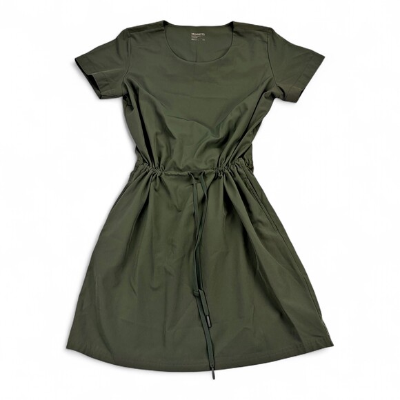 Mondetta Dresses & Skirts - Mondetta Olive Green Drawstring Waist Short Sleeve Dress M